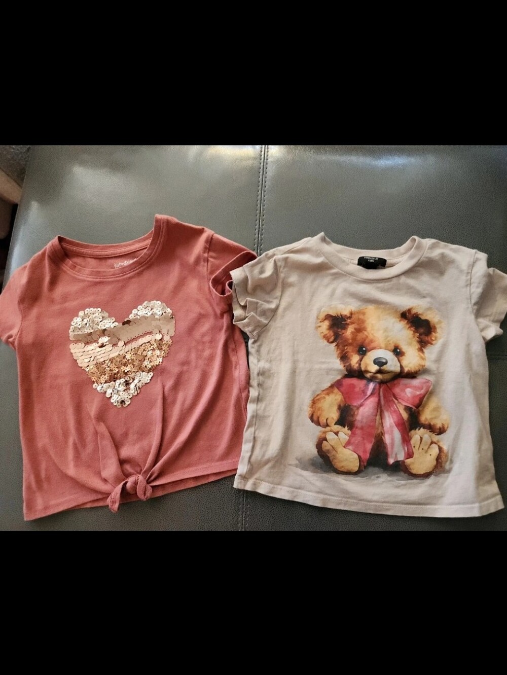 Kids Sequined Heart Tie-Front Tee - Rose Pink